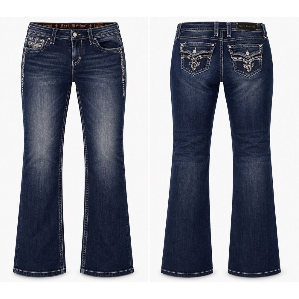Rock Revival Jeans johanna Womens 28 Blue Denim Skinny thick stitch whiskering